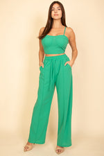 Bustier Crop Cami Top & Slant Pocket Straight Pants (CAPELLA)
