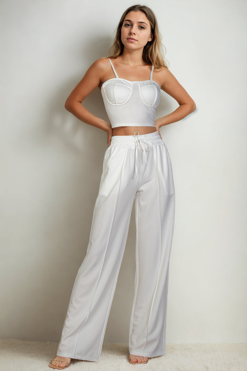 Bustier Crop Cami Top & Slant Pocket Straight Pants (CAPELLA)