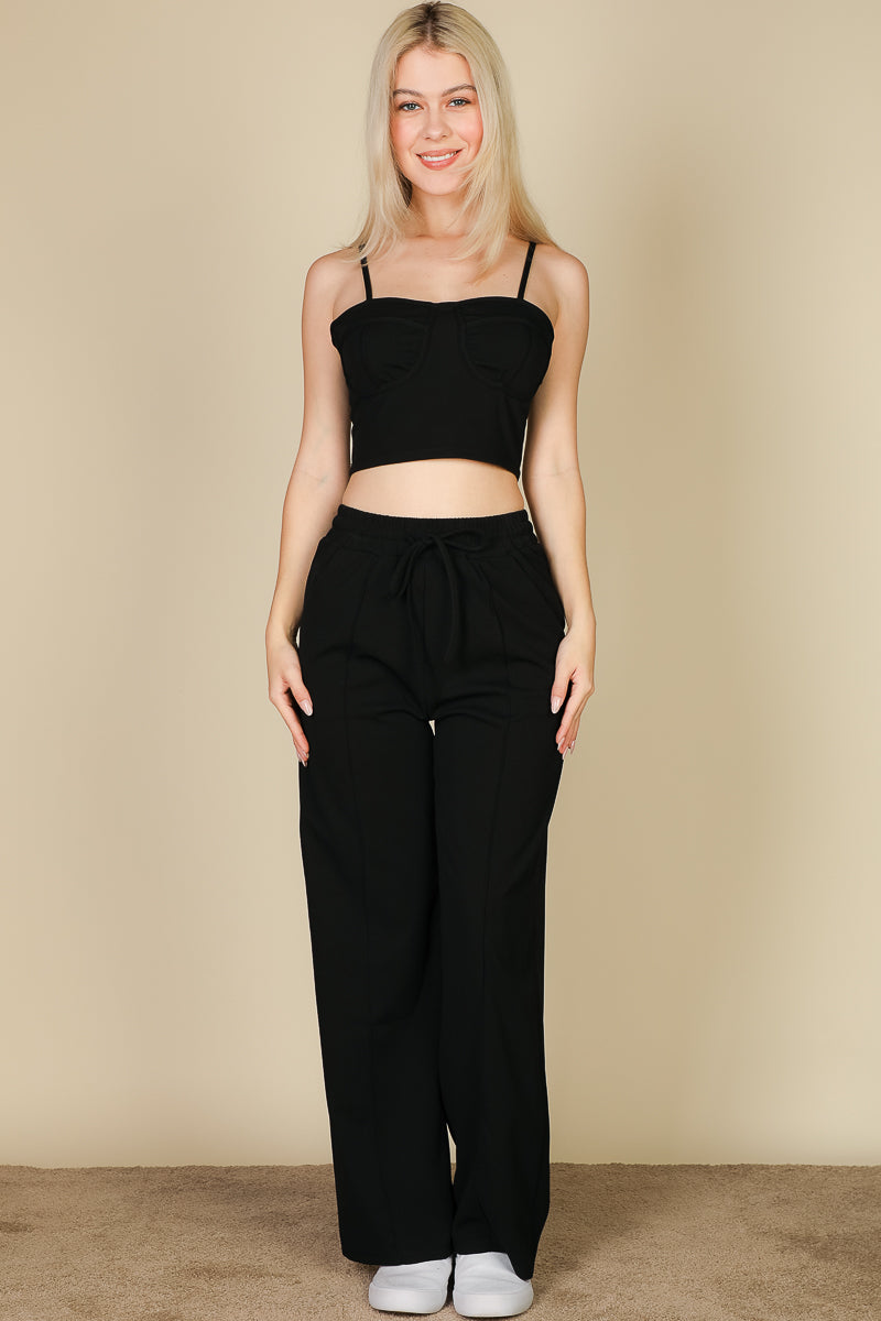Bustier Crop Cami Top & Slant Pocket Straight Pants (CAPELLA)