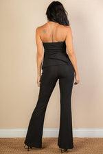 Ribbed Side Slit Bandeau Top & Flare Pants Set (CAPELLA)