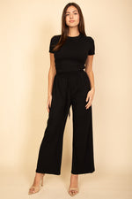 Relaxed Fit Top and Wide-Leg Pants Set (CAPELLA)