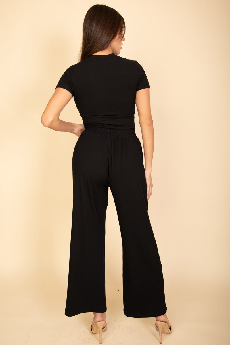 Relaxed Fit Top and Wide-Leg Pants Set (CAPELLA)