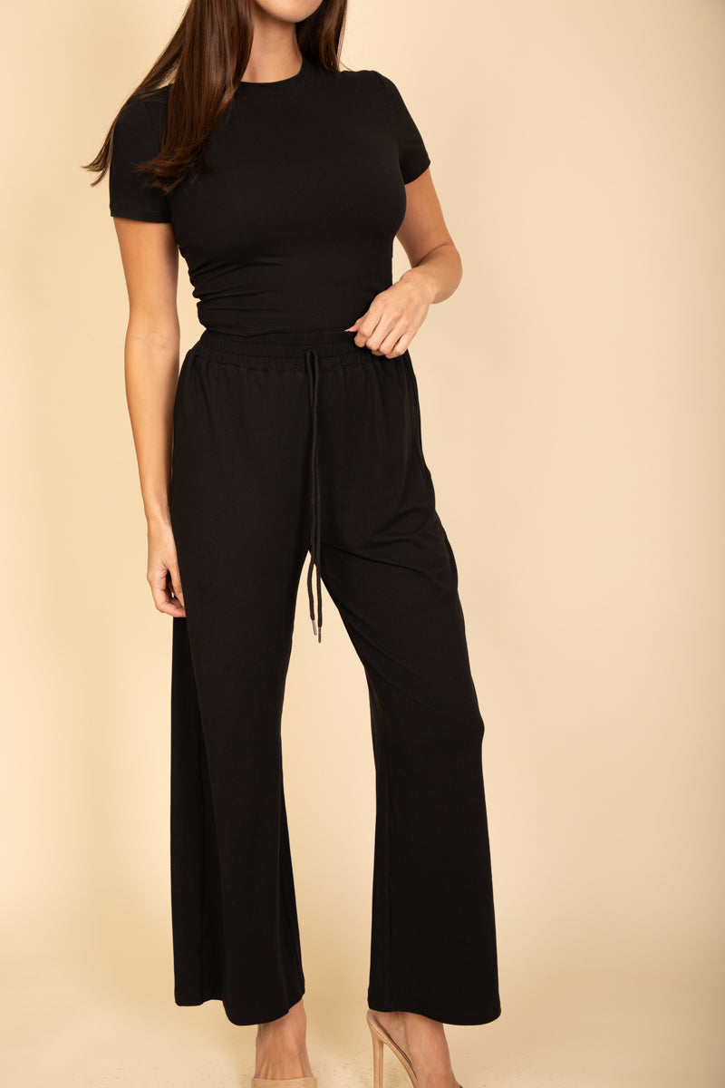 Relaxed Fit Top and Wide-Leg Pants Set (CAPELLA)
