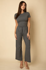Relaxed Fit Top and Wide-Leg Pants Set (CAPELLA)