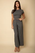Relaxed Fit Top and Wide-Leg Pants Set (CAPELLA)