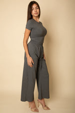 Relaxed Fit Top and Wide-Leg Pants Set (CAPELLA)