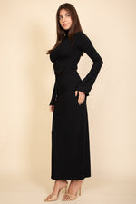 Mock Neck Bell Sleeve Crop Top & Maxi Skirt Set (CAPELLA)