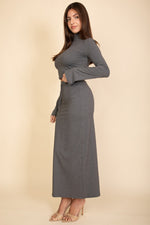 Mock Neck Bell Sleeve Crop Top & Maxi Skirt Set (CAPELLA)
