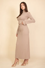 Mock Neck Bell Sleeve Crop Top & Maxi Skirt Set (CAPELLA)