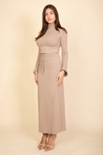 Mock Neck Bell Sleeve Crop Top & Maxi Skirt Set (CAPELLA)