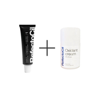 RefectoCil Eyebrow and Eyelash Dye No:1 Black 15 ml +RefectoCil 3% 10 vol. Cream Oxidant 100 ml
