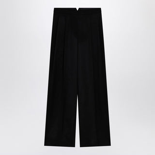 Black Wool Wide Trousers - By Baano