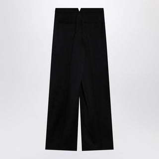 Black Wool Wide Trousers - By Baano