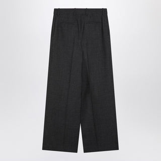 Dark Grey Wool Wide Trousers - By Baano