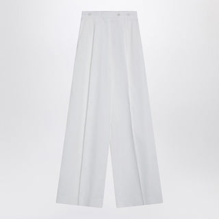 White Pleated Cotton Trousers