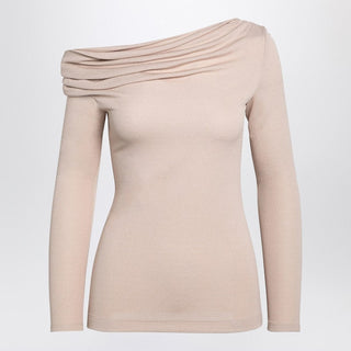 Beige Sweater With Bare Shoulder - By Baano