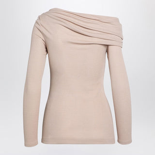 Beige Sweater With Bare Shoulder - By Baano