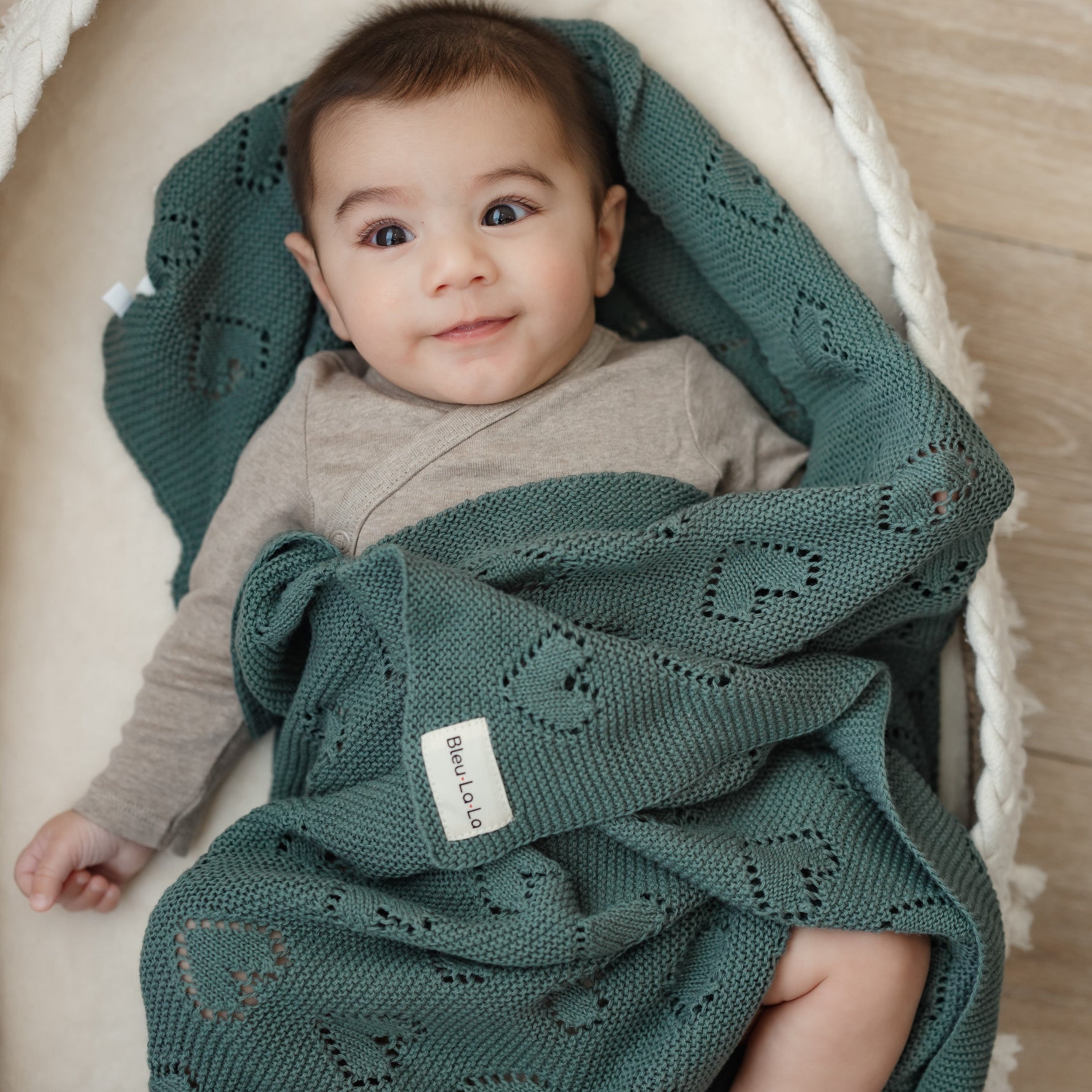 100% Cotton Luxury Knit Heart Swaddle Baby Blanket - By Baano