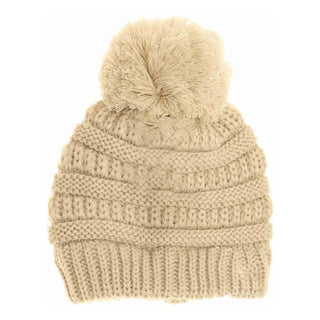 Kids Solid Pom C.C Beanies