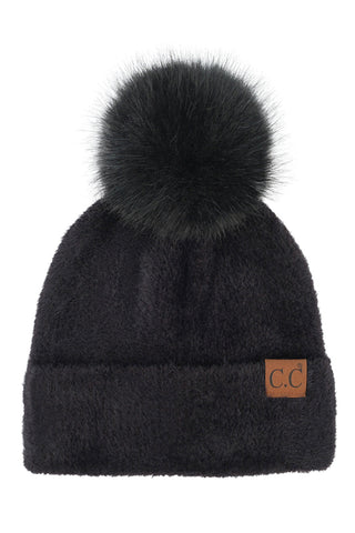 C.C Plush Terry Chenille Pom Beanie Winter Hat