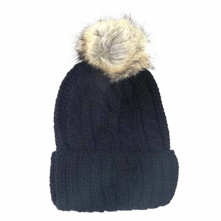 KIDS Cable Ribbed Fur Pom C.C Beanie