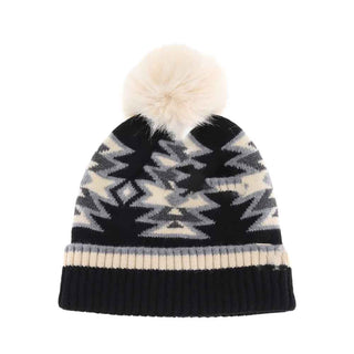 KIDS Southwestern Faux Fur Pom C.C Beanie