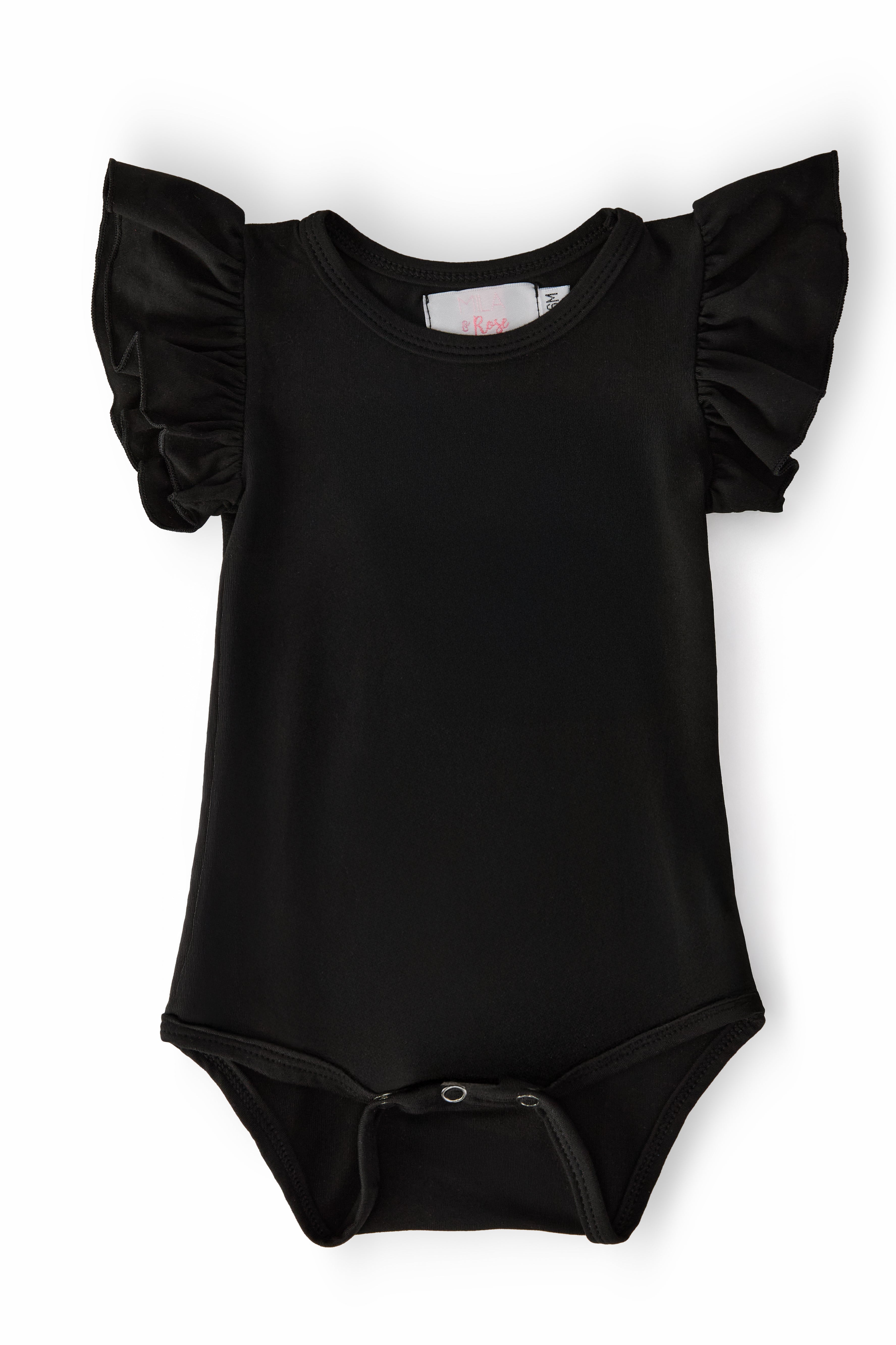 Black S/S Flutter Bodysuit
