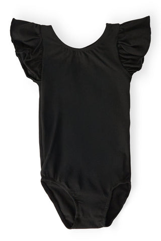Black S/S Flutter Sleeve Leotard