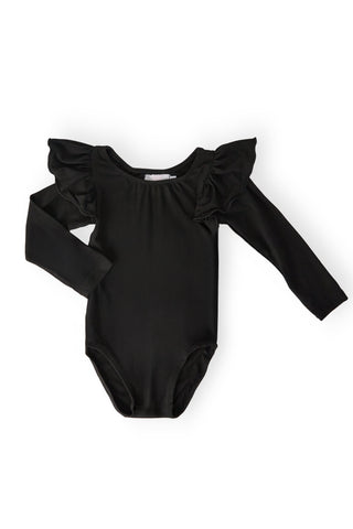 Black L/S Flutter Sleeve Leotard - By Baano