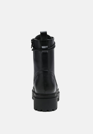 Black Lug Sole Biker Boots