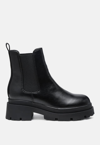 Black Lug Sole Chunky Chelsea Boots