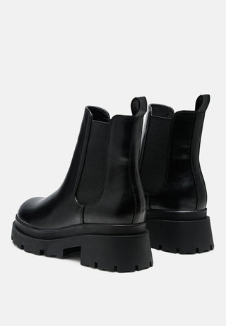 Black Lug Sole Chunky Chelsea Boots