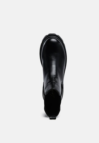 Black Lug Sole Chunky Chelsea Boots