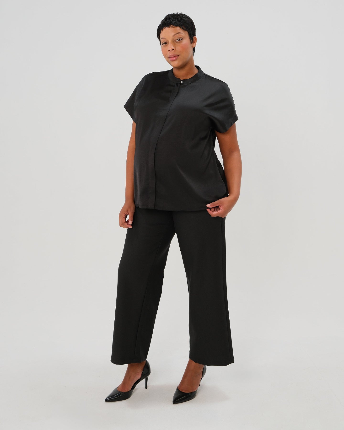 Nathalie Wide Leg Black Maternity Trouser (Regular & Petite)