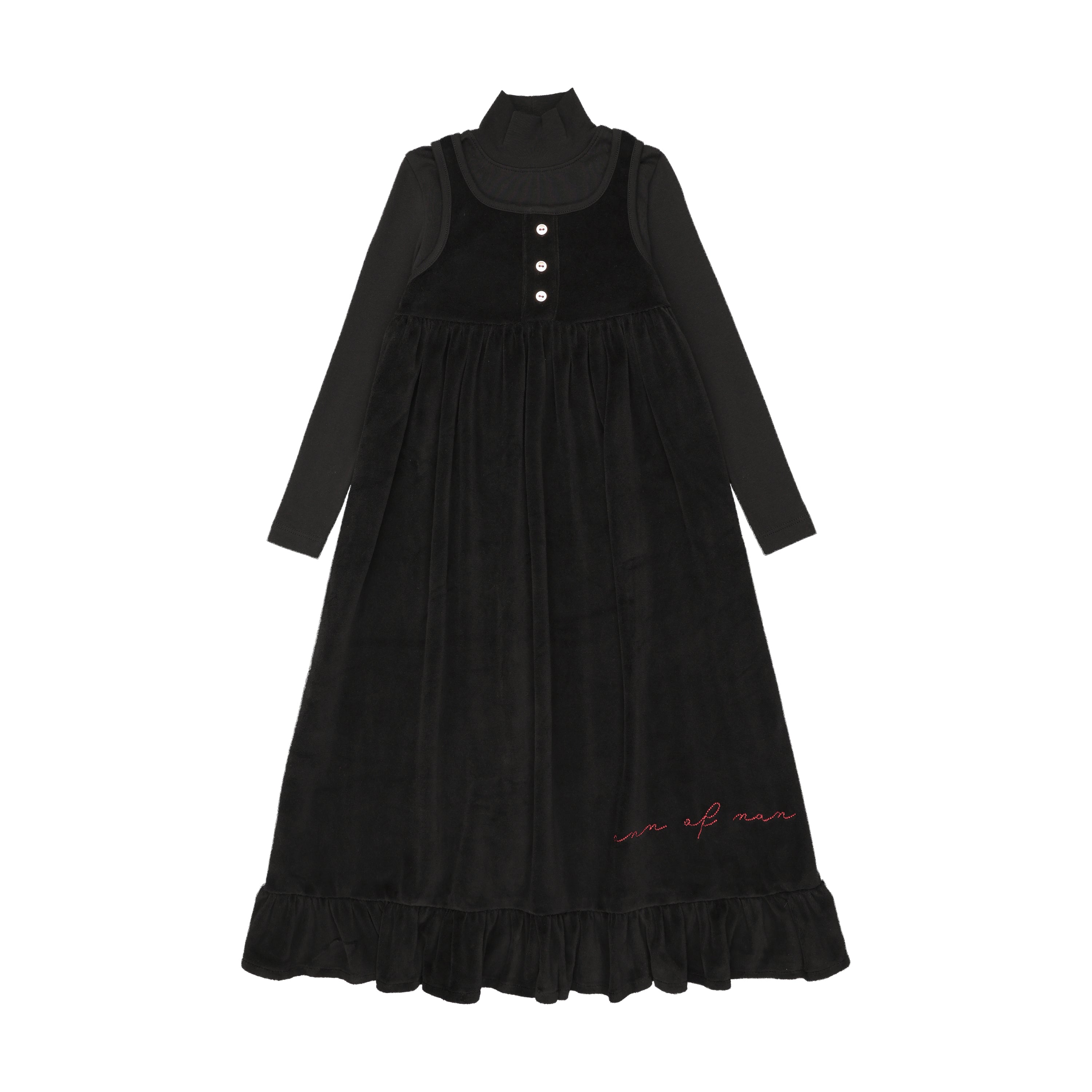 Ann of Nan Black Velour Maxi Robe