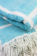 Made to order: Momos Grid Blanket- Aqua Blue and Natural White