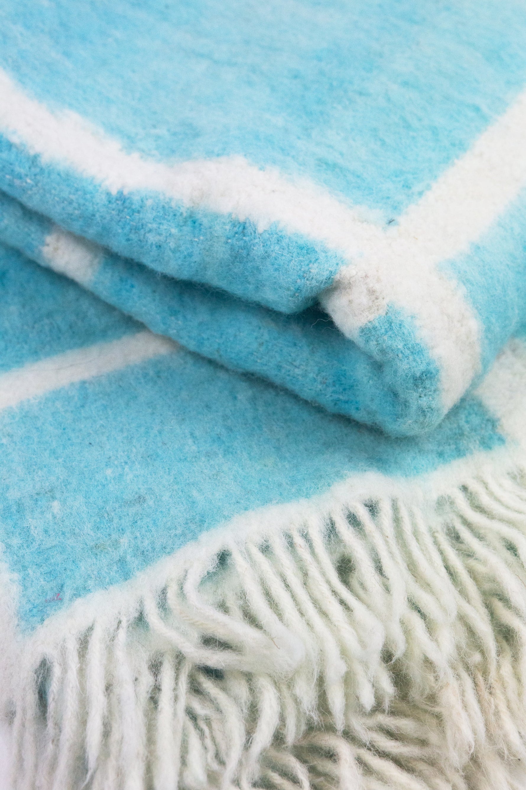 Made to order: Momos Grid Blanket- Aqua Blue and Natural White