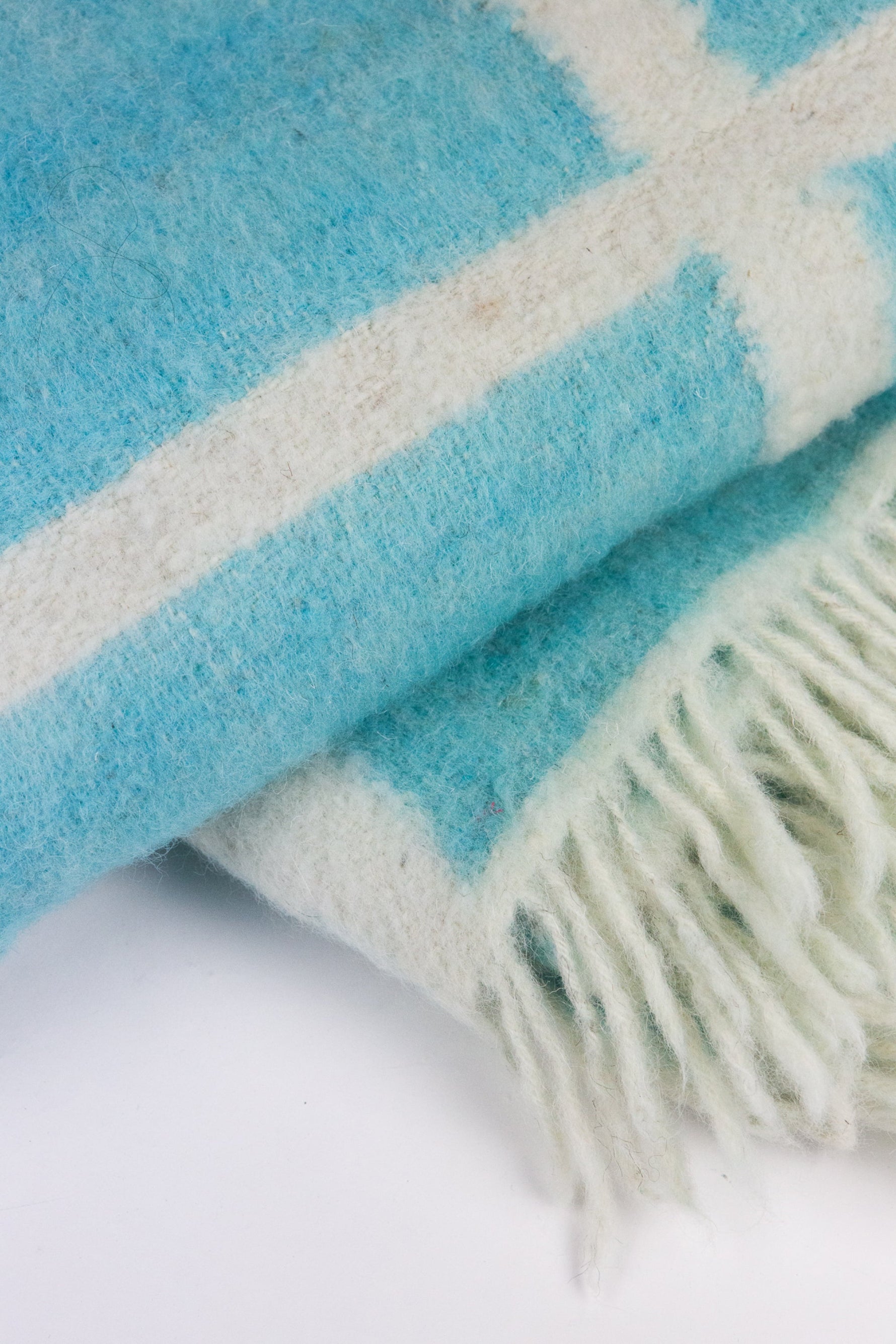 Made to order: Momos Grid Blanket- Aqua Blue and Natural White