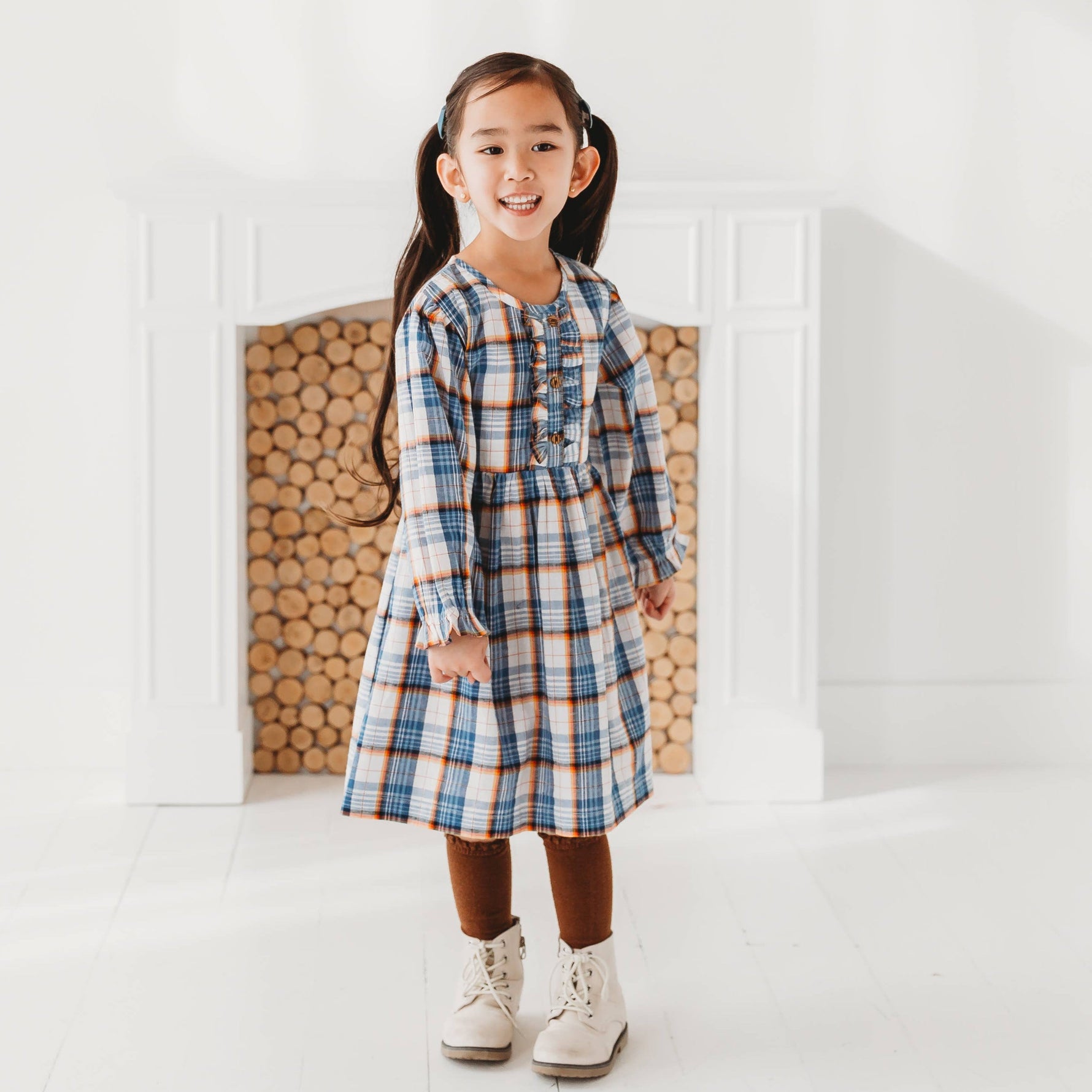 Blue Mix Plaid Dress - By Baano