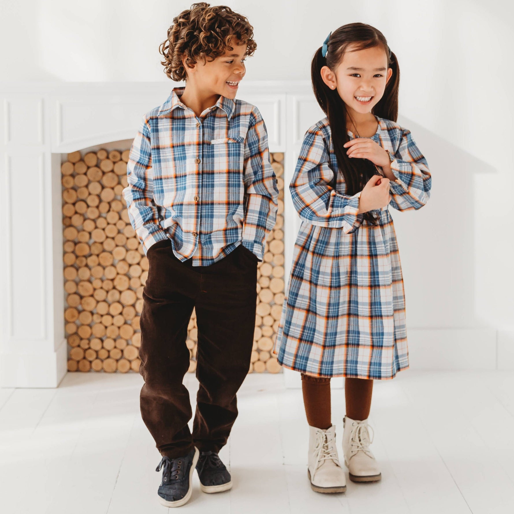 Blue Mix Plaid Dress - By Baano