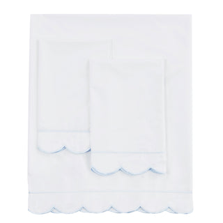 Scallop Frame Embroidered Cotton Percale Sheet Set