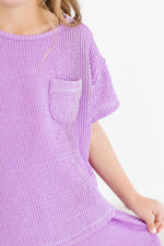 Bright Lilac Scrunchy Pocket Tee