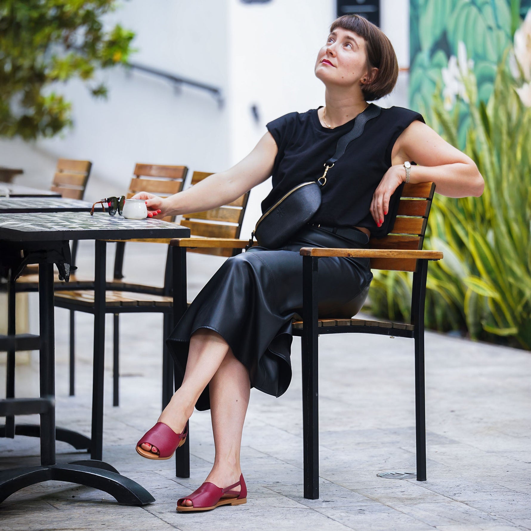 Burgundy Vintage Peep Toes - By Baano