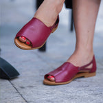 Burgundy Vintage Peep Toes - By Baano