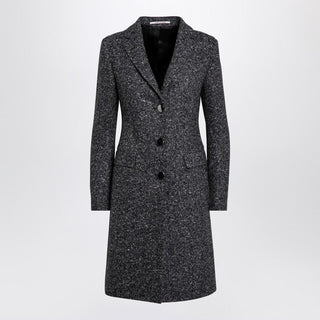 Black/white Wool Blend Single-breasted Coat - By Baano