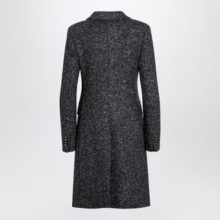 Black/white Wool Blend Single-breasted Coat - By Baano