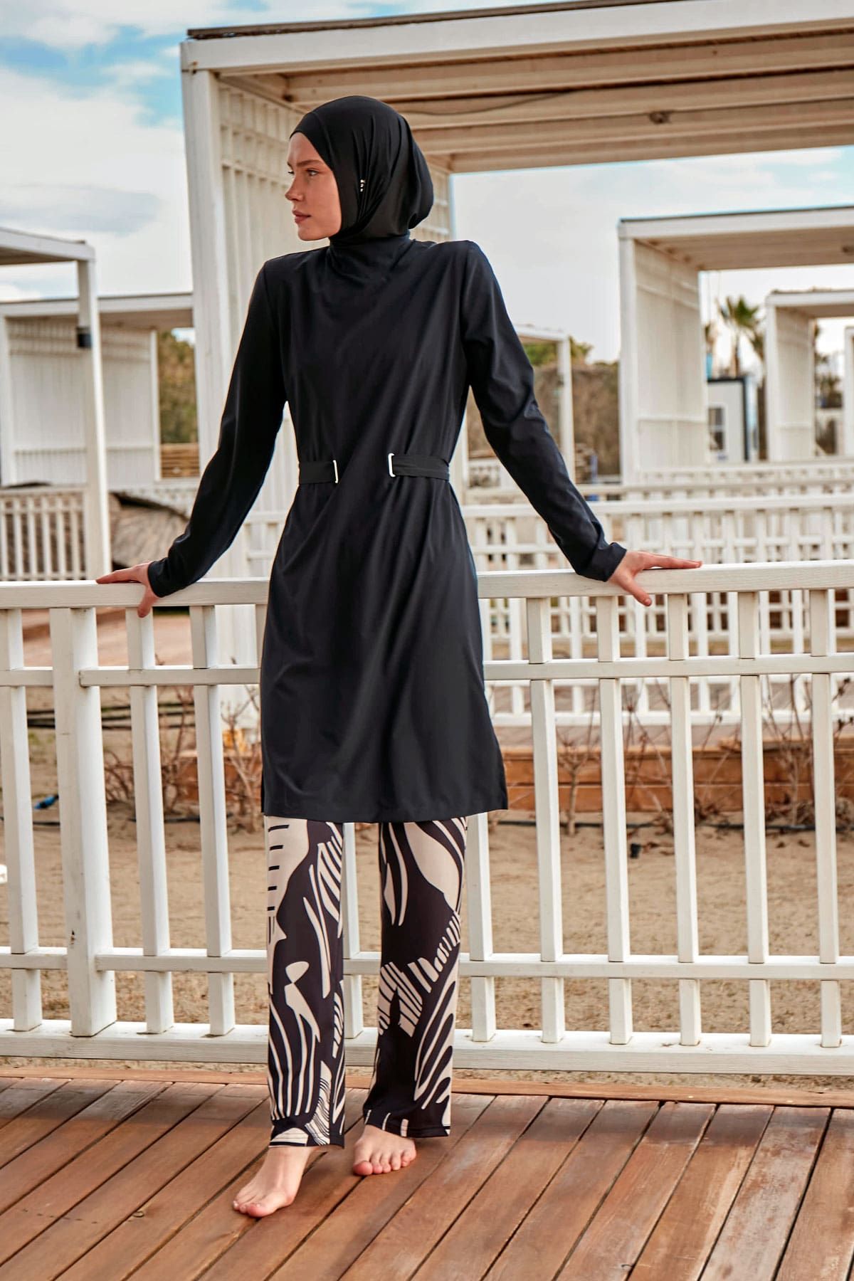 Woven Black Burkini Modest Swimwear M2424 Marina Modest
