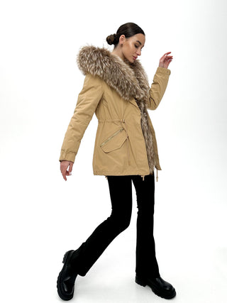 Genuine Silver Fur Trim Parka with Rabbit Fur Insulation - By Baano