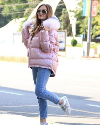 ⇆ Nicole Genuine Polar Fox Reversible Down Coat - By Baano