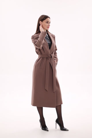 Harrington Classic Wraparound Overcoat in Mocha Mousse